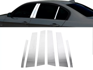 Хром молдинги дверних стійок BMW 3 E90 (05-12)