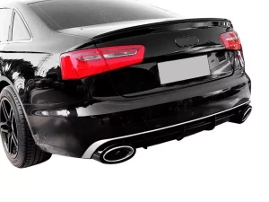 Дифузор заднього бампера Audi A6 C7 (11-14) - RS6 стиль Balck Silver 4