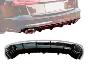 Дифузор заднього бампера Audi A6 C7 (14-18) рестайлінг - RS6 стиль Balck Silver