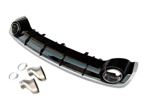 Дифузор заднього бампера Audi A6 C7 (14-18) рестайлінг - RS6 стиль Balck Silver 2