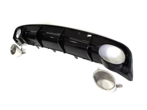 Дифузор заднього бампера Audi A6 S-Line C7 (14-18) рестайлінг - RS6 стиль (хром насадки) 3