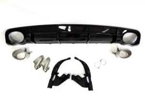 Дифузор заднього бампера Audi A6 S-Line C7 (14-18) рестайлінг - RS6 стиль (хром насадки) 4