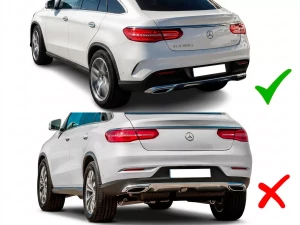 Дифузор задній Mercedes GLE Coupe C292 (15-19) - GLE63 стиль (хром насадки) 4