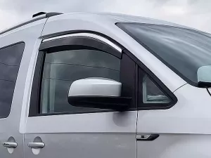 Дефлекторы окон VW Caddy III (2K; 04-20) - Hawk (с хром молдингом)