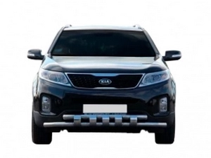 Защита передняя Kia Sorento II (XM; 13-15) - двойная труба зубьями 3
