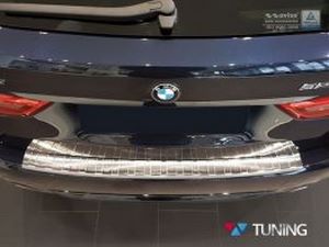 Накладка на задний бампер BMW 5 G31 (17-20) Touring - Avisa (сталь) 4