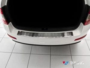 Накладка на задній бампер Skoda Octavia A7 (13-16) Універсал - Avisa (сталь) 3