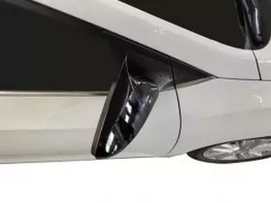 Чёрные накладки на зеркала Hyundai Accent Solaris (10-17) - Bat стиль (с поворотниками) 3