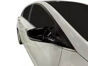 Чёрные накладки на зеркала Hyundai Accent Solaris (10-17) - Bat стиль (с поворотниками) 4