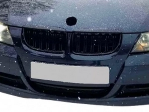 Решётка BMW 3 E90 / E91 (05-08) - двойные рёбра - чёрная глянцевая 4