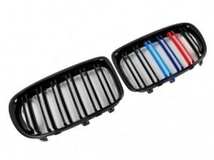Решётка BMW X1 E84 LCI (12-15) - цветные двойные рёбра 2