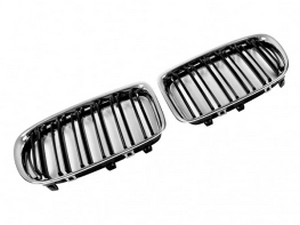 Решётка BMW X1 E84 LCI (12-15) - двойные ребра (хром рамка) 2