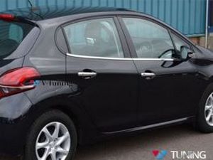 Хром нижние молдинги стёкол PEUGEOT 208 (12-15) 5D 2