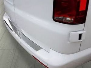 Накладка на бампер VW T6 (15-23) распашые двери - Avisa (стальная) 5