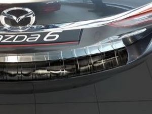 Накладка на задний бампер Mazda 6 III (GJ/GL; 12-19) Универсал - Avisa (чёрная) 5