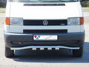Защита передняя VW T4 (1990-2003) - труба волной одинарная с грилем 4
