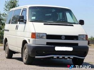 Защита передняя VW T4 (1990-2003) - труба волной одинарная с грилем 2