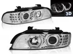 Фари хром BMW E39 (95-04) - 3D ангельські очі (LED повороти) 1