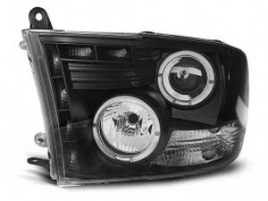 Фари Dodge Ram IV (09-11) - LED ангельські очі чорні 2