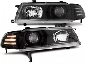 Фари лінзові Honda Prelude IV (92-96) - LED повороти (чорні) 1