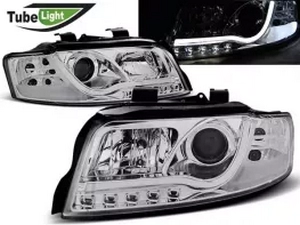 Фари Audi A4 B6 (00-04) - LED Tube Lights хром 1