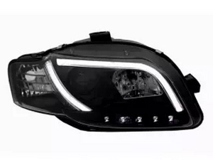 Фари Audi A4 B7 (04-07) - LED Tube Lights чорні 2