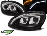 Фари Mercedes S W220 (98-05) - W222 стиль Tube Light чорні 1
