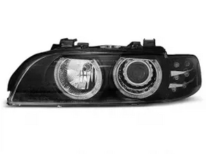 Фары чёрные BMW E39 (95-04) - ангельские глазки (LED повороты) 2