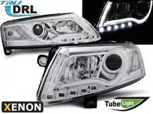 Фари Audi A6 C6 (04-08) - ксенон Tube Lights TRU DRL хром 1