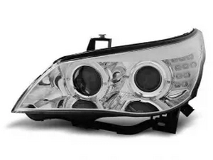 Фари BMW E60 / E61 (03-07) - ангельські очі H7 LED-повороти хром 2