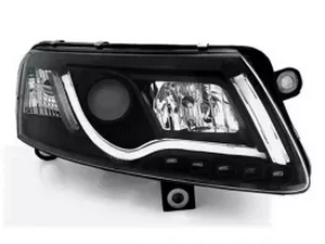 Фары Audi A6 C6 (04-08) - Tube Lights TRU DRL чёрные 2