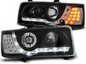 Фари чорні VW T4 (90-03) Transporter - Daylight з LED поворотами 1