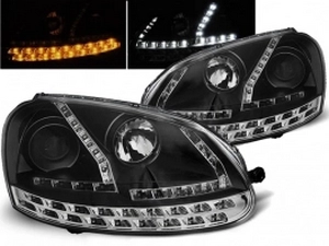 Фари чорні VW Golf V (03-08) - Daylight з LED поворотами