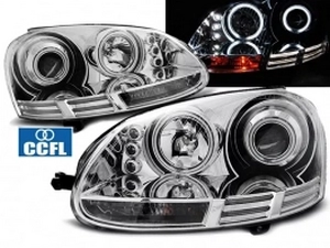 Фары VW Golf V/5 (03-08) - ангельские глазки CCFL (хром)