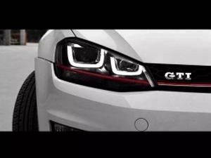 Фари VW Golf 7 (12-17) - U-подібні TRU DRL чорні (червона смуга) GTI стиль 3