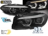 Фари чорні BMW 5 F10 / F11 (10-13) - TRU DRL ангельські очі (біксенон) 1