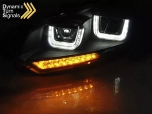 Фари чорні VW Golf VI (08-13) - U-LED TRU DRL (Led повороти) 2