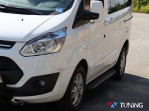 Пороги боковые Ford Custom (13-/18-) - Almond Black серия 4