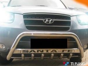 Кенгурятник HYUNDAI Santa Fe II (06-) - с грилем и перемычкой 3