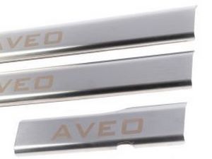 Накладки на пластиковые пороги Chevrolet Aveo T250 (06-11) 2