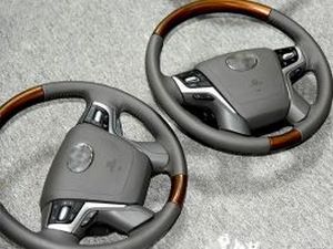 Руль в сборе TOYOTA Prado 150 (светлое дерево и серая кожа) 4 8