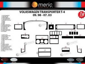 Накладки на торпедо VW T4 FL (1998-2003) рестайлинг схема 2