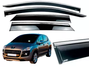 Дефлектори вікон Peugeot 3008 I (T84; 09-16) - Hawk (з хром молдингом)