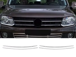 Хром полоски на решётку радиатора VW Amarok I (10-16) - Carmos (узкие)