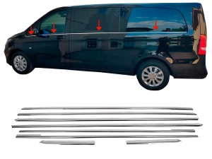 Хром нижні молдинги вікон Mercedes Vito / V-Class W447 (14-) 1 бічні двері