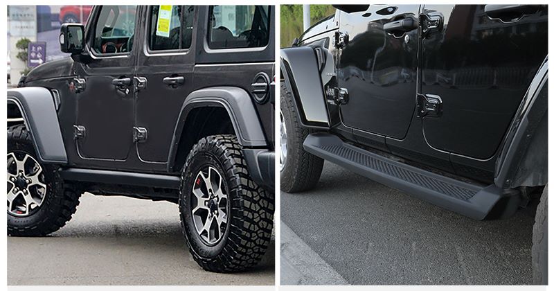 До та після встановлення бічних OEM порогів Jeep Wrangler JL