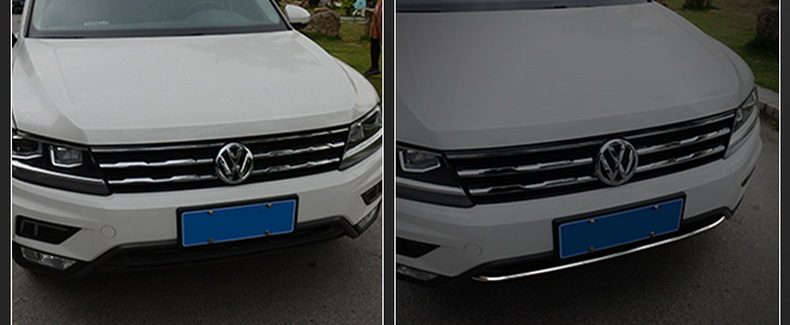 До и після хрому на передній бампер VW Tiguan II (2016-2020)